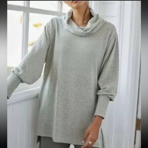 Anthropologie Maeve Cowl Neck Long Sleeve Tunic Style Sweater Size S in Oatmeal